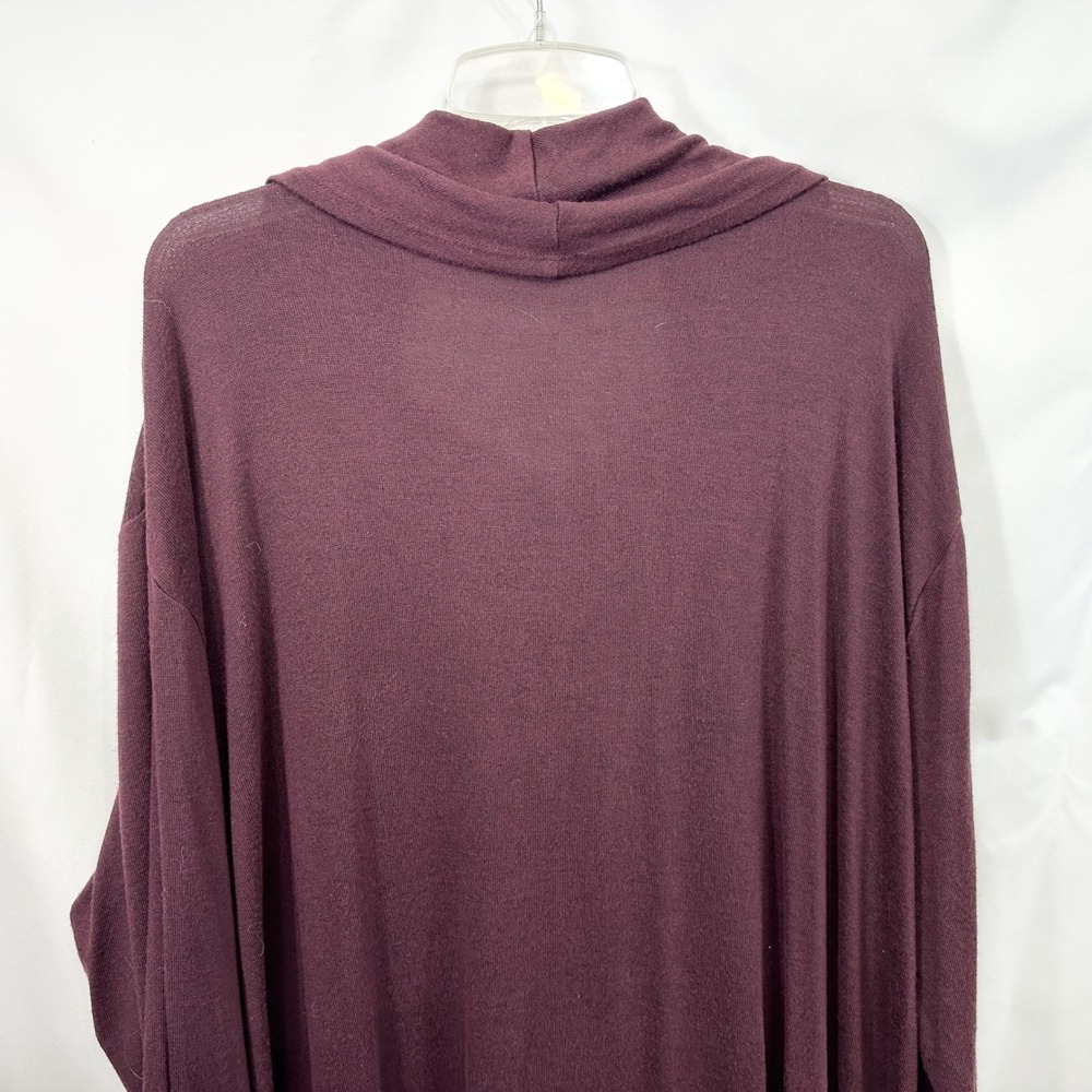 Lane Bryant Plus Size 22/24 Top Cowl Neck Tunic Maroon Long Sleeve Solid 681 - Picture 6 of 9